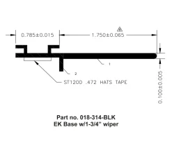 #018-314-BLK – EK Base, w/1-3/4″ wiper, 1/2″ x 2-1/2″ x 35′