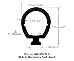 #018-338-BLK – Slide in Secondary Seal, 13/16″ x 11/16″ x 30′
