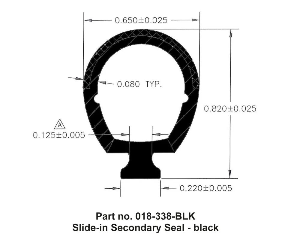 #018-338-BLK – Slide in Secondary Seal, 13/16″ x 11/16″ x 30′