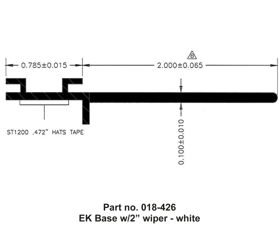 #018-426 – EK Base, w/2″ wiper, 1/2″ x 2-3/4″ x 35′