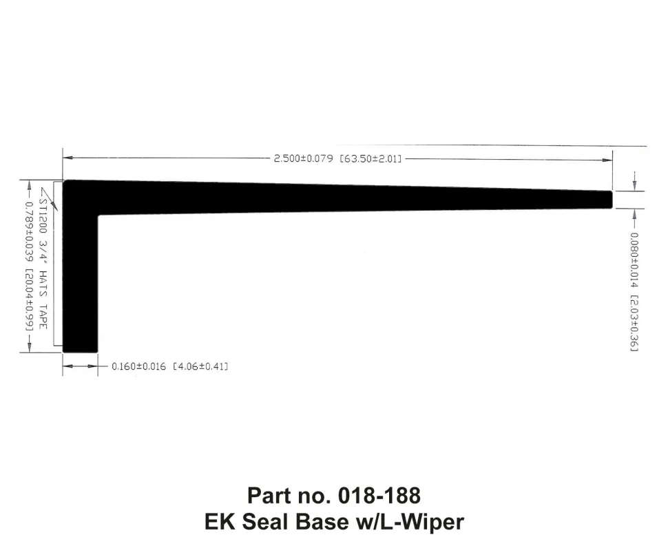 #018-188 – EK L Wiper, 2-1/2″ x 4/5″ x 20′