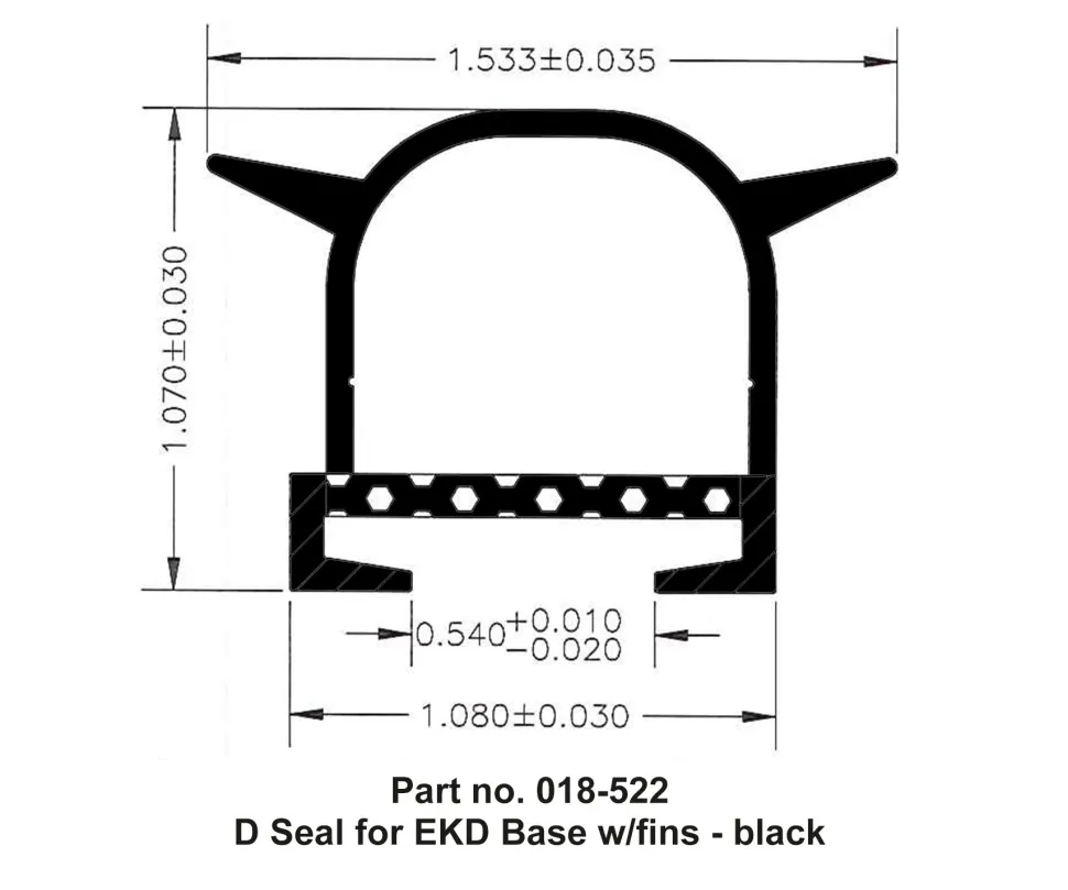 #018-522 – EK Slide on D Seal, 1-1/2″ x 1″ x 40′