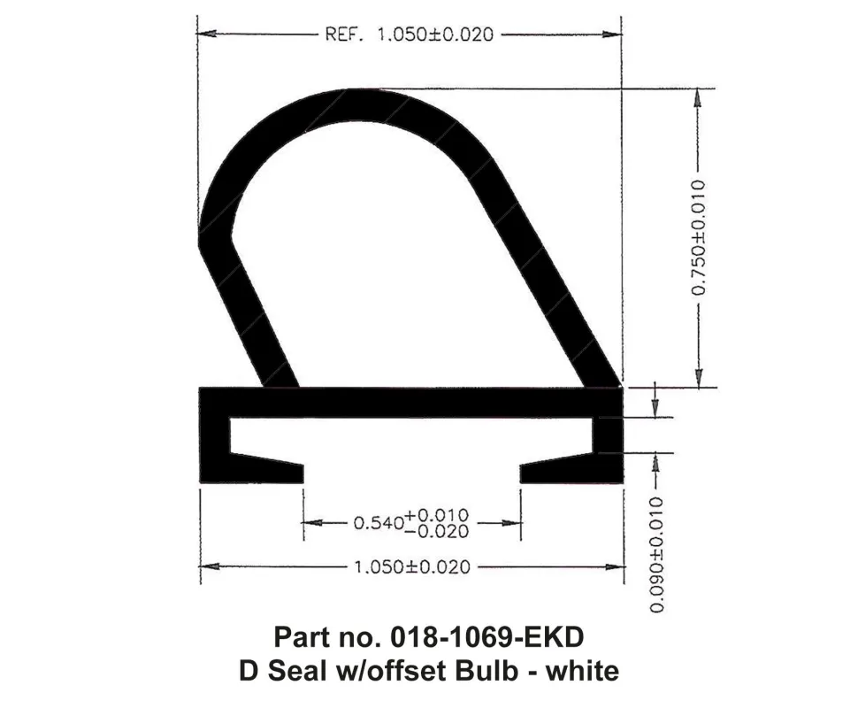 #018-1069-EKD – D Seal, 1-1/16″ x 3/4″ x 50′