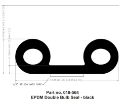 #018-564 – EPDM Double Bulb Seal, 1-1/2″ x 1/2″ x 50′