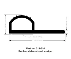 #018-314 – Rubber Slide Out Seal w/wiper, 5/8″ x 1-15/16″ x 35′