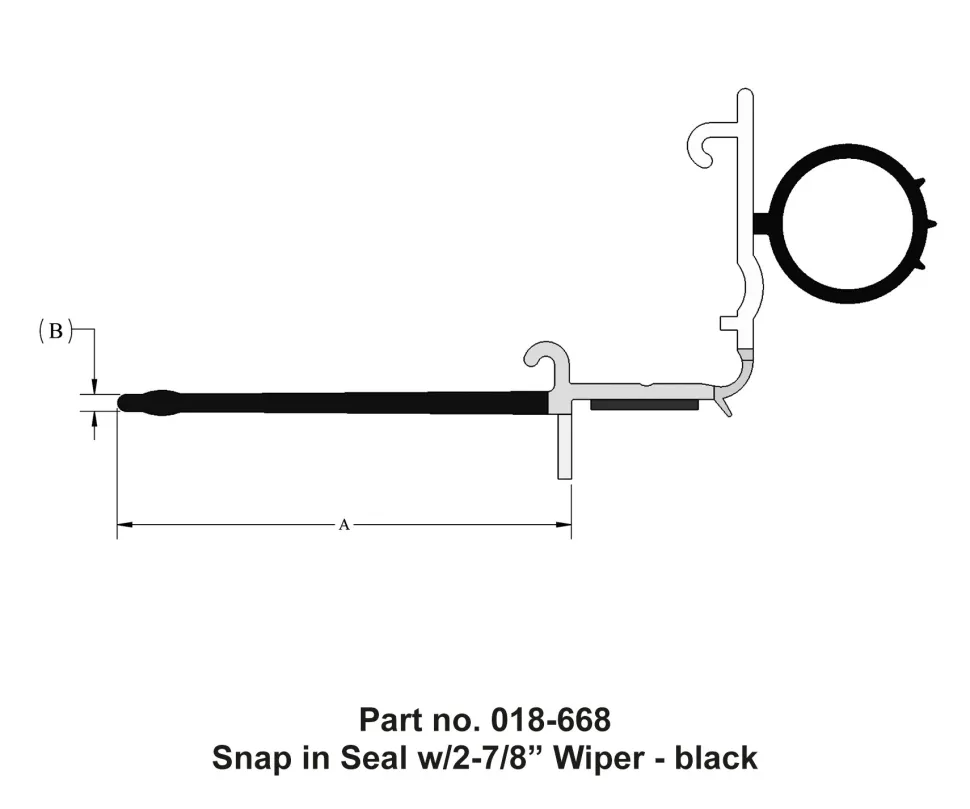 #018-668 – Snap-in Seal, w/2-7/8″ wiper, 4-1/8″ x 23/32″ x 35′
